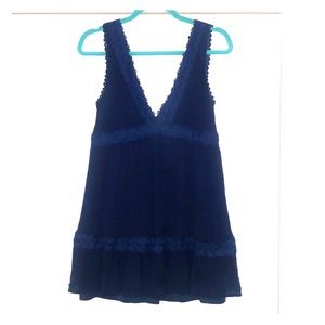 Dark blue baby doll dress with lace